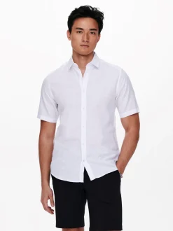 Miesten Kauluspaita ONSCAIDEN SS SOLID LINEN>Only and Sons Sale