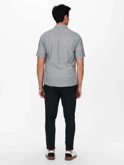 Miesten Kauluspaita ONSCAIDEN SS SOLID LINEN>Only and Sons Discount