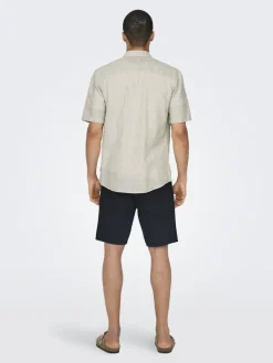 Miesten Kauluspaita ONSCAIDEN SS SOLID LINEN>Only and Sons Outlet