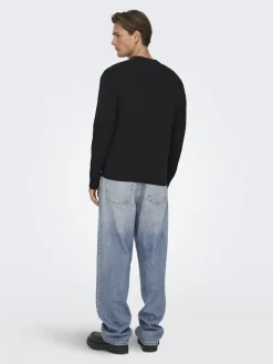 miesten neuletakki ONSTING LIFE REG LS CARDIGAN KNIT NOOS, musta><noscript><img width=