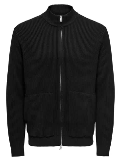 miesten neuletakki ONSLAW REG LS CARDIGAN KNIT FRML, musta>Only and Sons Clearance