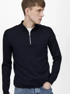 Miesten Neulepusero, PHIL WYLER REG HALF ZIP>Only and Sons