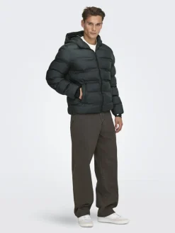 miesten takki K UNION SEAMLES LIFE HOOD PUFFER JACKET, musta><noscript><img width=