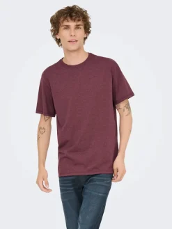 miesten t-paita ONSMAX LIFE SS STITCH TEE NOOS, Port Royale Melange>Only and Sons New