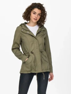 , Naisten Kevättakki, Lorca Canvas Parka Armeijanvihreä>Only New