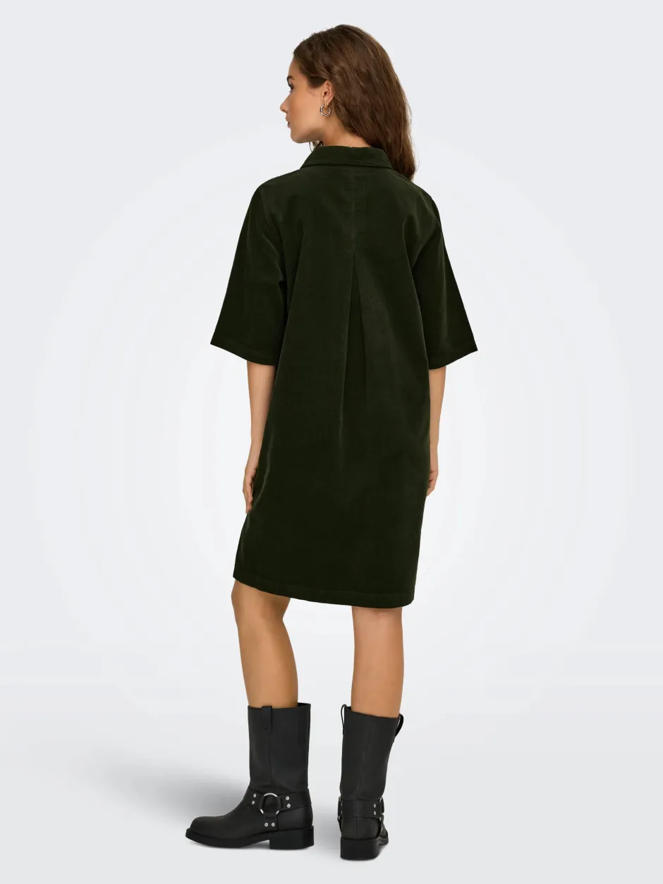 naisten mekko, ONLGRY-NESSA S/S CORD DRESS Armeijanvihreä>Only Clearance