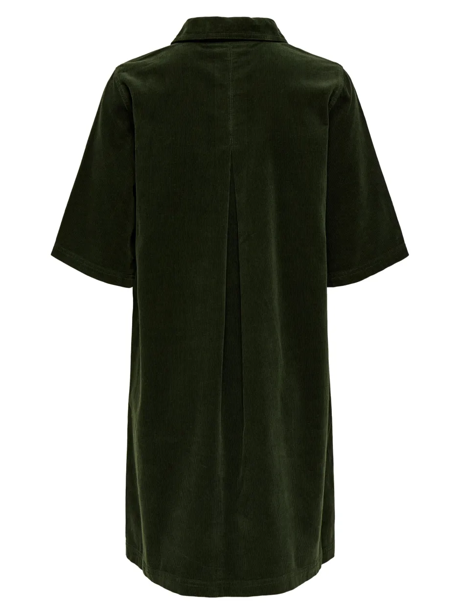 naisten mekko, ONLGRY-NESSA S/S CORD DRESS Armeijanvihreä>Only Clearance