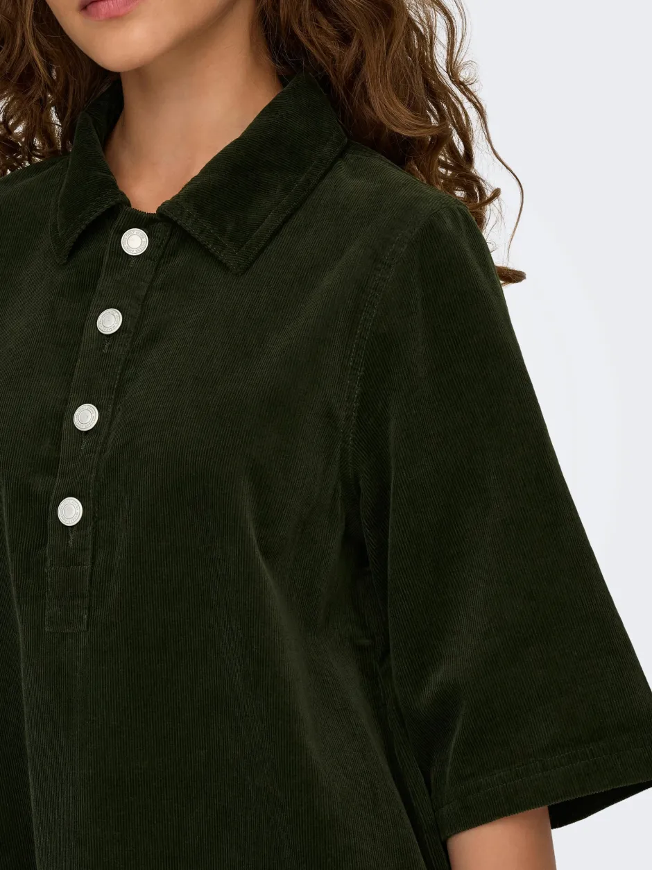 naisten mekko, ONLGRY-NESSA S/S CORD DRESS Armeijanvihreä>Only Clearance