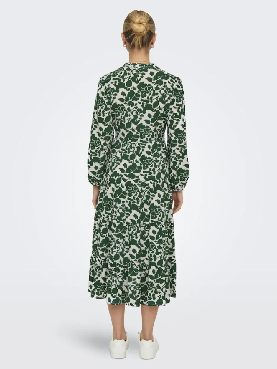 naisten mekko, ONLMILANA 7/8 DRESS WVN Vihreä Kuosi>Only Best