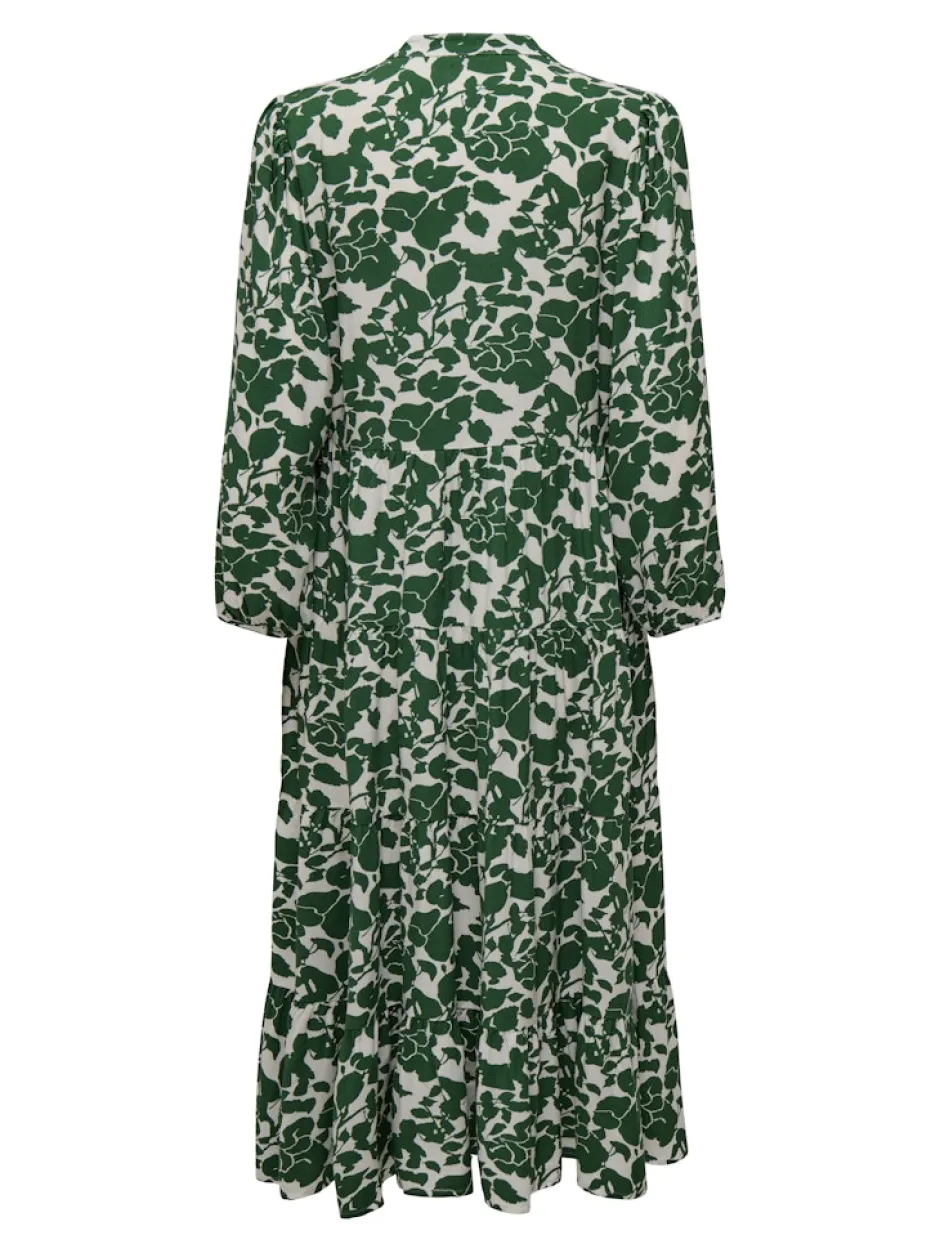 naisten mekko, ONLMILANA 7/8 DRESS WVN Vihreä Kuosi>Only Best
