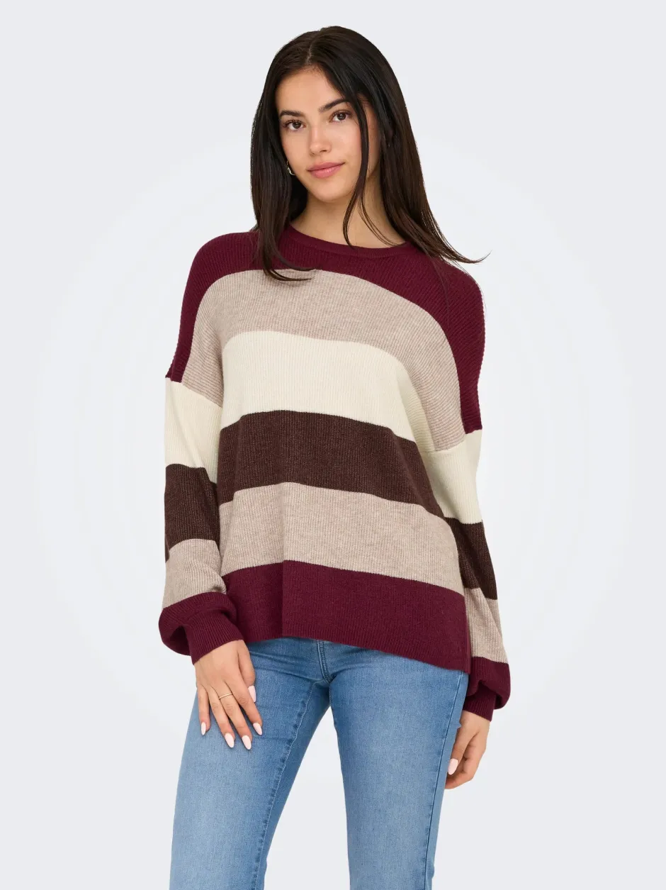 naisten neuleet, ONLATIA LS STRIPE PULLOVER>Only New