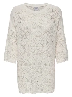 naisten neulepusero, ONLBEA LIFE 3/4 LOOSE O-NECK NCA KNT>Only Clearance