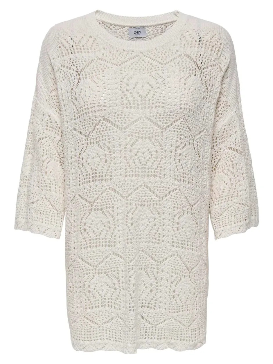 naisten neulepusero, ONLBEA LIFE 3/4 LOOSE O-NECK NCA KNT>Only Clearance