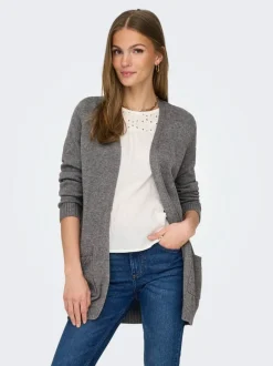 Naisten Neuletakki, Lesly Ls Open Cardigan Grafiitti>Only Clearance