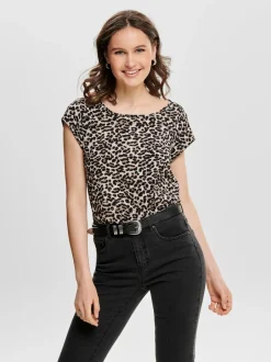 Naisten Pusero, Vic Ss Ruskea Kuosi>Only Hot