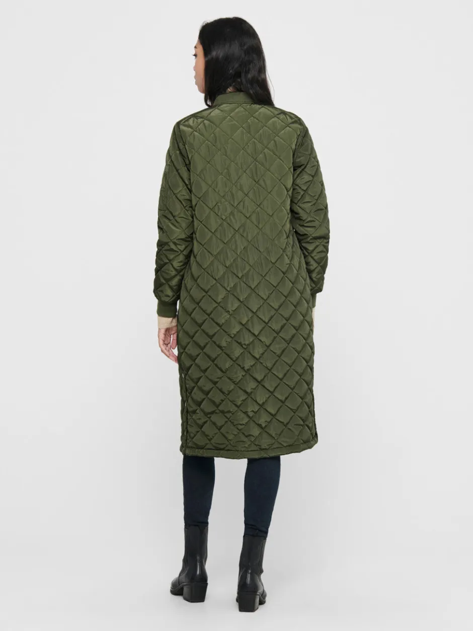 Naisten Tikkitakki ONLJESSICA X-LONG QUILTED COAT NOOS Armeijanvihreä>Only Clearance