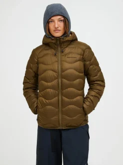 Naisten Kevytuntuvatakki, W Helium Down Hood Jacket Armeijanvihreä>Peak Performance