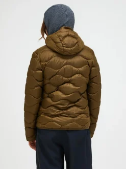 Naisten Kevytuntuvatakki, W Helium Down Hood Jacket Armeijanvihreä>Peak Performance