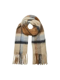 Kaulaliina Bea Long Scarf Noos Beige Kuosi>Pieces Online