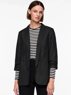 naisten bleiseri PCBOSELLA 3/4 GLITTER BLAZER NOOS, Black silver><noscript><img width=