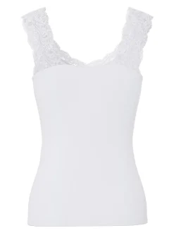 naisten toppi PCBARBERA LACE TOP JRS NOOS, valkoinen><noscript><img width=