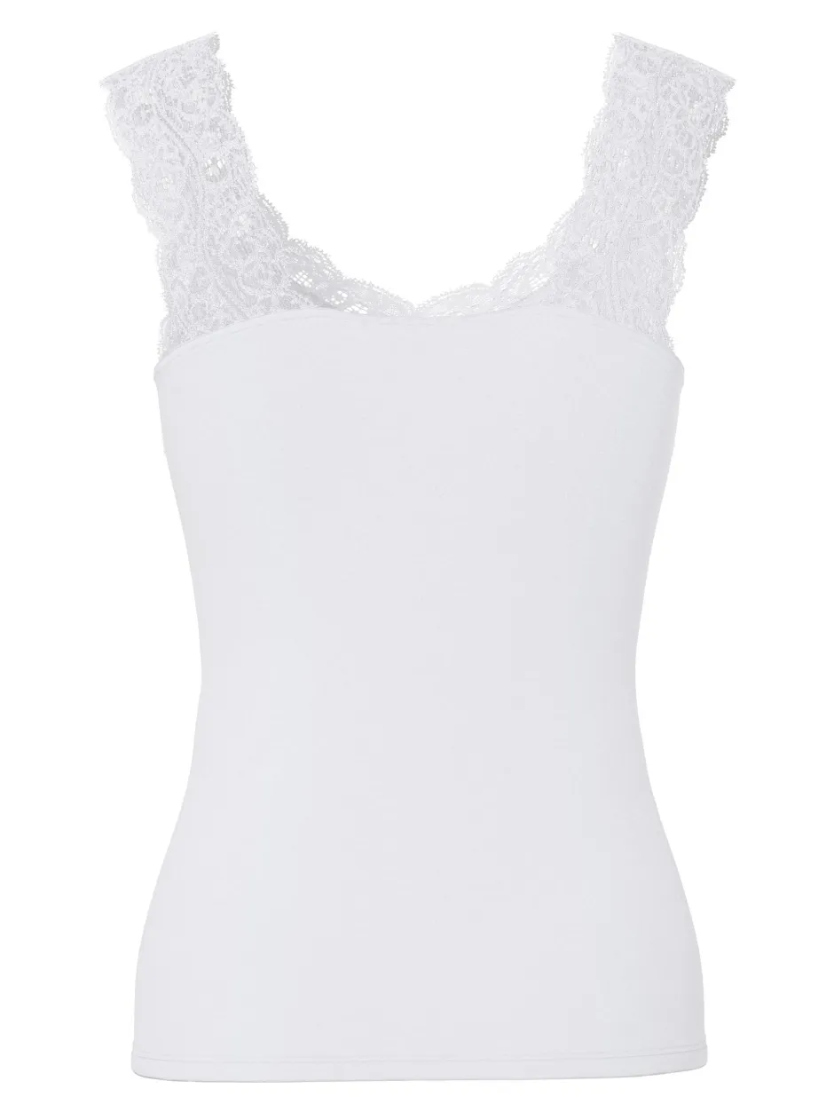 naisten toppi PCBARBERA LACE TOP JRS NOOS, valkoinen>Pieces Best
