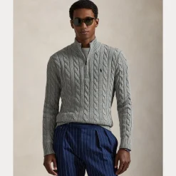 miesten neulepusero Cotton Cable LS Driver Half Zip Pullover,>Polo Ralph Lauren Online