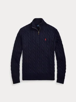 miesten neulepusero Cotton Cable LS Driver Half Zip Pullover,>Polo Ralph Lauren Online