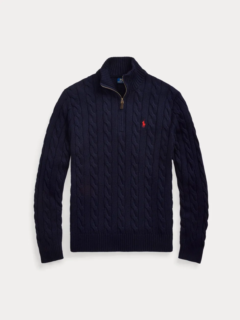 miesten neulepusero Cotton Cable LS Driver Half Zip Pullover,>Polo Ralph Lauren Online