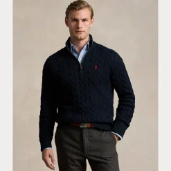 miesten neulepusero Cotton Cable LS Driver Half Zip Pullover,>Polo Ralph Lauren Online