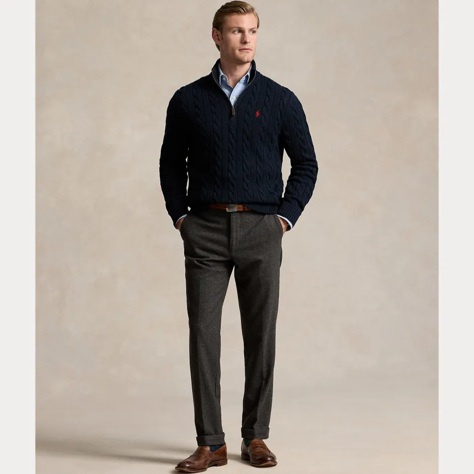 miesten neulepusero Cotton Cable LS Driver Half Zip Pullover,>Polo Ralph Lauren Online