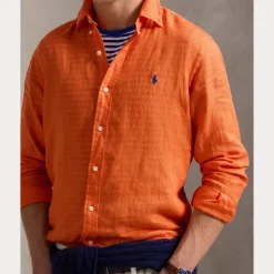 miesten kauluspaita, POLO LINEN SHIRT LS CUSTOM FIT><noscript><img width=