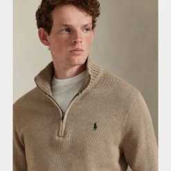 miesten neule Cotton Half Zip Pullover,><noscript><img width=