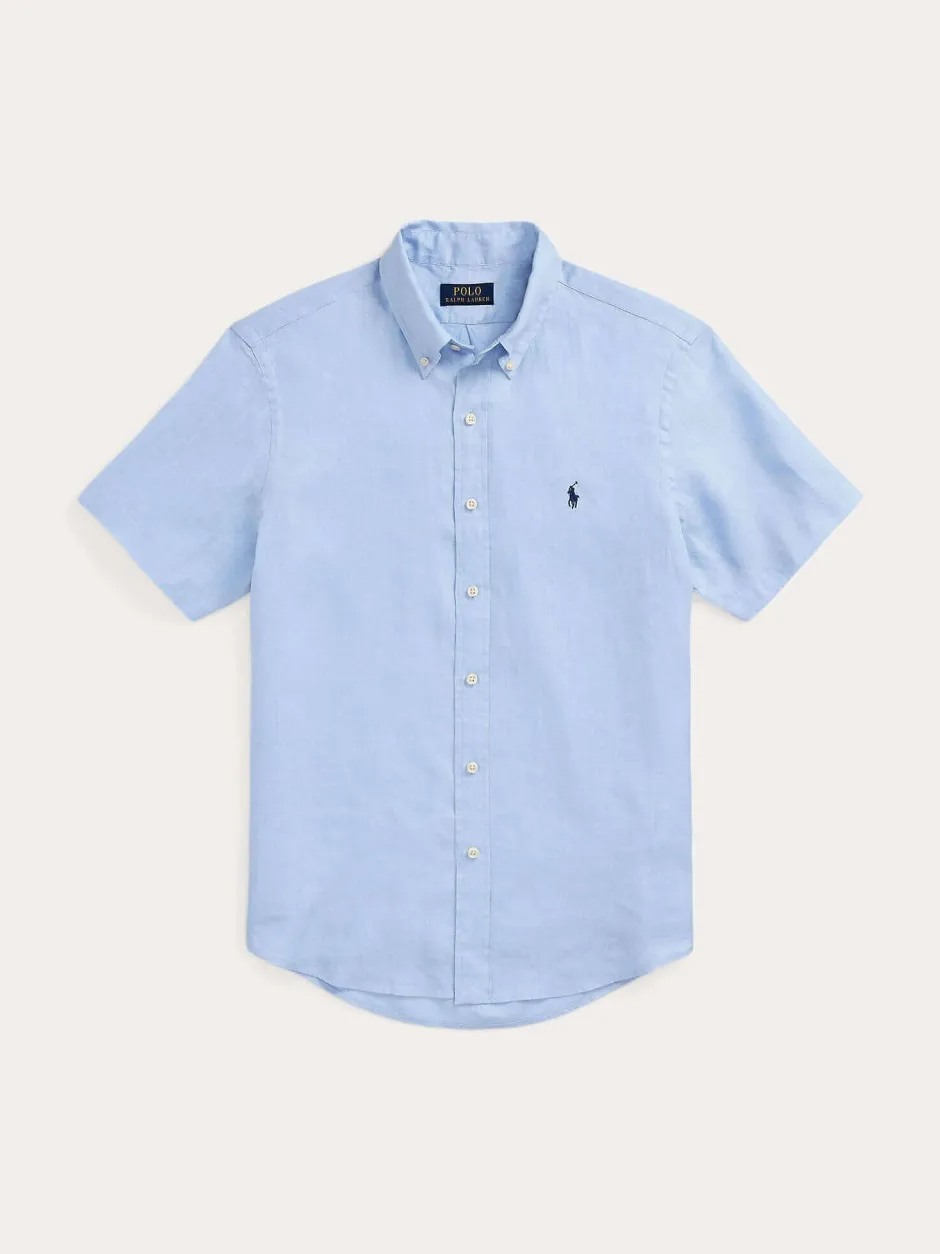 miesten lyhythihainen kauluspaita, POLO LINEN SHIRT SS CUSTOM FIT>Polo Ralph Lauren Outlet