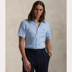 miesten lyhythihainen kauluspaita, POLO LINEN SHIRT SS CUSTOM FIT>Polo Ralph Lauren Outlet