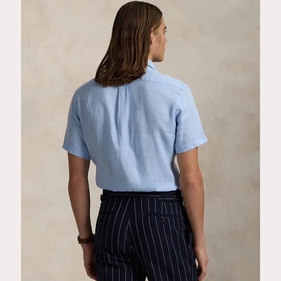 miesten lyhythihainen kauluspaita, POLO LINEN SHIRT SS CUSTOM FIT>Polo Ralph Lauren Outlet