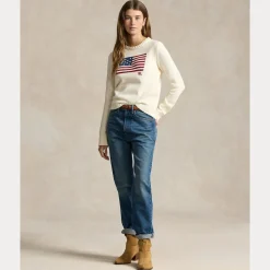 naisten neulepusero, FLAG CN-LONG SLEEVE-PULLOVER><noscript><img width=