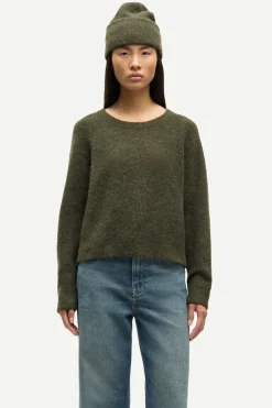 Samsoe and Samsoe, Naisten Neulepaita, Nor O-N Short Armeijanvihreä>Samsoe Samsoe