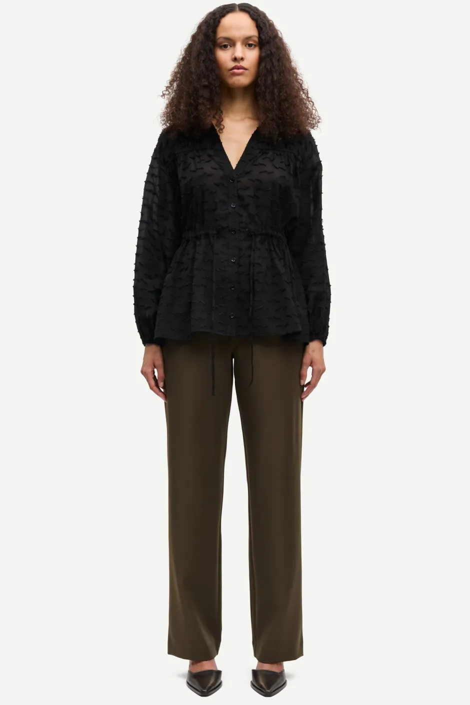 Samsoe and Samsoe naisten housut, HOYS STRAIGHT PANTS 7331 Armeijanvihreä>Samsoe Samsoe New