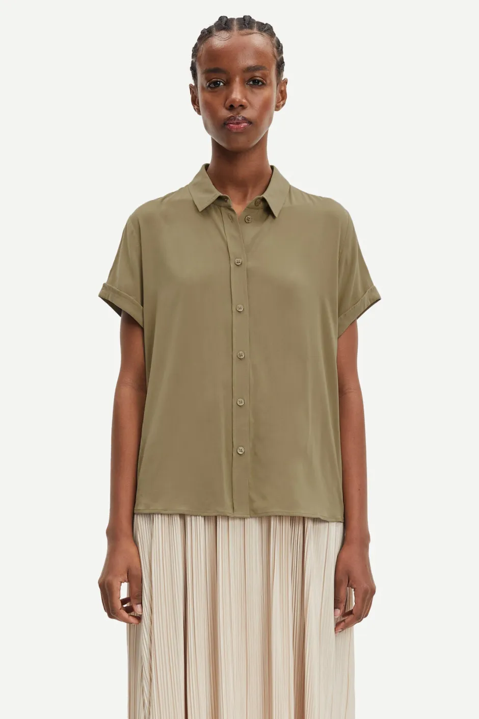 Samsoe and Samsoe, Naisten Lyhythihainen Kauluspaita, Majan Ss Shirt 9942>Samsoe Samsoe Clearance