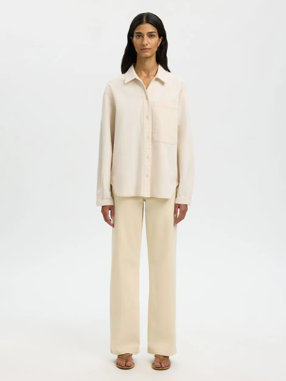 naisten farkkupaita SLFRELAXED Ebba Denim Shirt,>Selected Femme Clearance