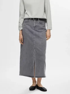 naisten farkkuhame, SLFKRISTA GERDA MAX SKIRT Grafiitti>Selected Femme Hot