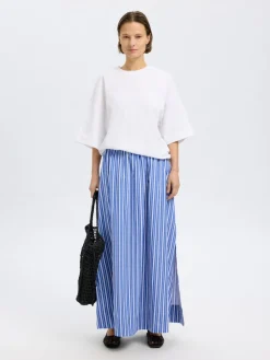 naisten hame, SLFFIA HW STRIPED ANKLE SLIT SKIRT>Selected Femme Sale