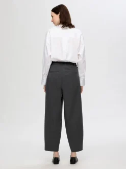 Naisten Housut, SLFPIYA HW BARREL PANT Grafiitti>Selected Femme Best