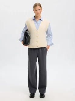 naisten housut SLFPATRICIA MW WIDE PANT B,>Selected Femme Hot