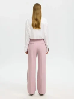 naisten housut AD-SLFRITA MW Wide Pant Mel, vaaleanpunainen>Selected Femme Discount
