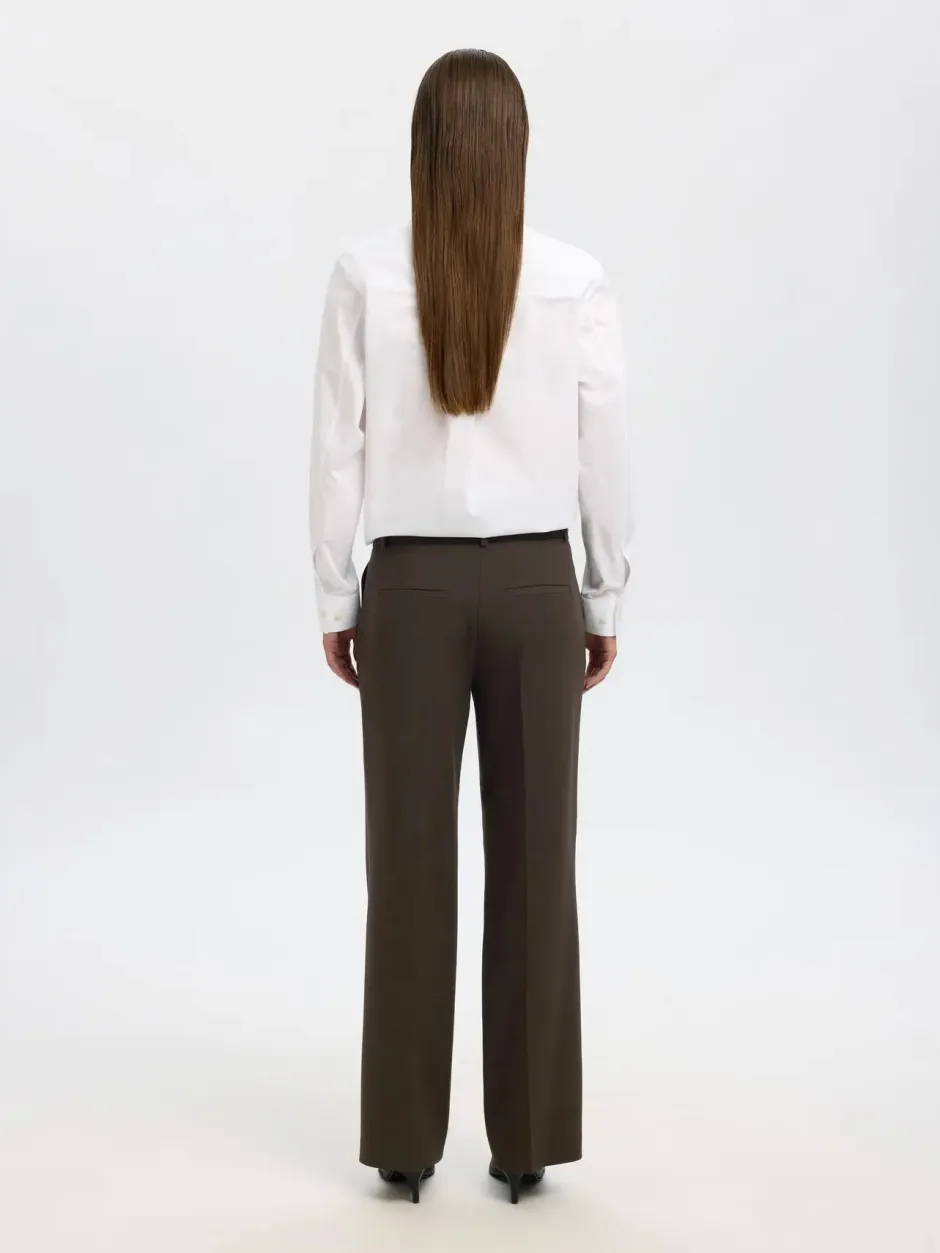 naisten housut SLFRITA MW WIDE PANT MEL NOOS, Delicioso melange>Selected Femme Outlet