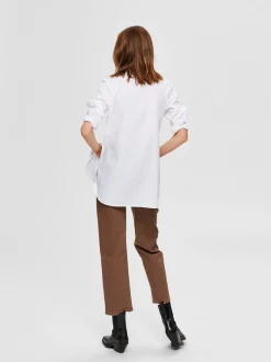 Naisten Kauluspaita, SLFOri LS Side Zip Shirt Valkoinen>Selected Femme New