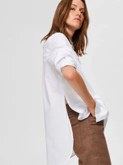 Naisten Kauluspaita, SLFOri LS Side Zip Shirt Valkoinen><noscript><img width=