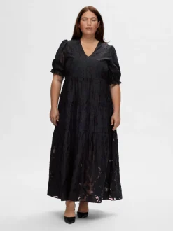 naisten mekko, SLFCATHI-SADIE 3/4 ANKLE DRESS>Selected Femme